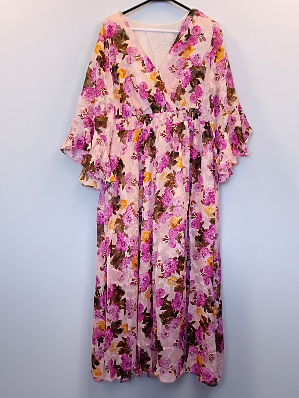 Floral Surplice Maxi Dress in Pink